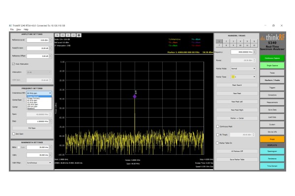 Thinkrf S240 Real-Time Spectrum Analysis Software