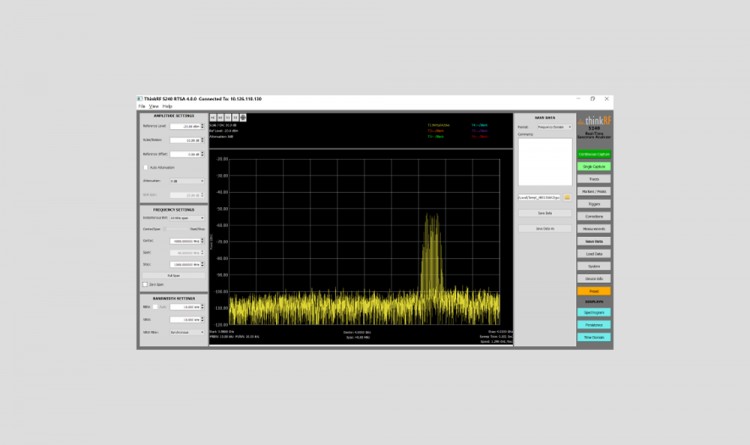 ThinkRF S240 Real-Time Spectrum Analysis Software screenshot